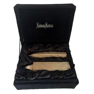 Vintage Neiman Marcus Silver Plate Skyscraper Salt & Pepper Shakers Original Box
